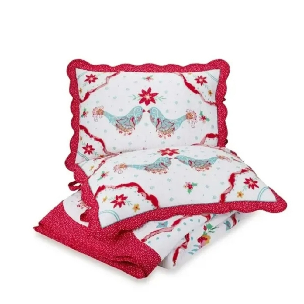 NEW Pioneer Woman King Mazie Bird Quilt set with two shams. Great for Christmas!